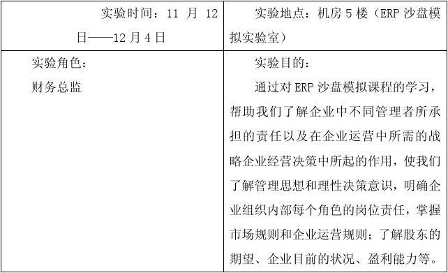 ERP沙盘课程设计报告
